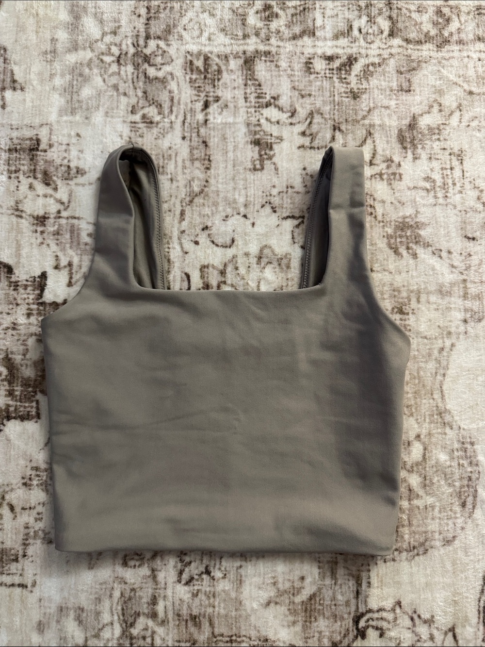 Square-Neck Crop Tank Top in Taupe Gray